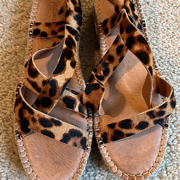 Madewell asymmetrical Espadrille Sandals Calf hair leopard black brown shoe 10 - Picture 10 of 10
